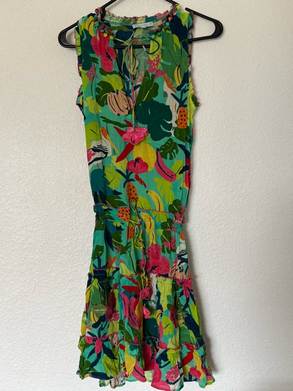 TAJ by Sabrina Crippa Dress embroidered tropical green- XS